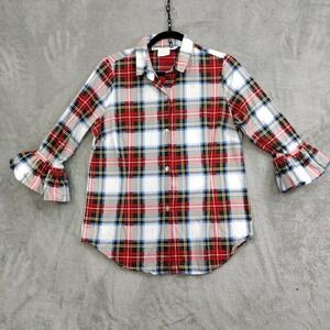 Gretchen Scott Designs Red Plaid Blouse